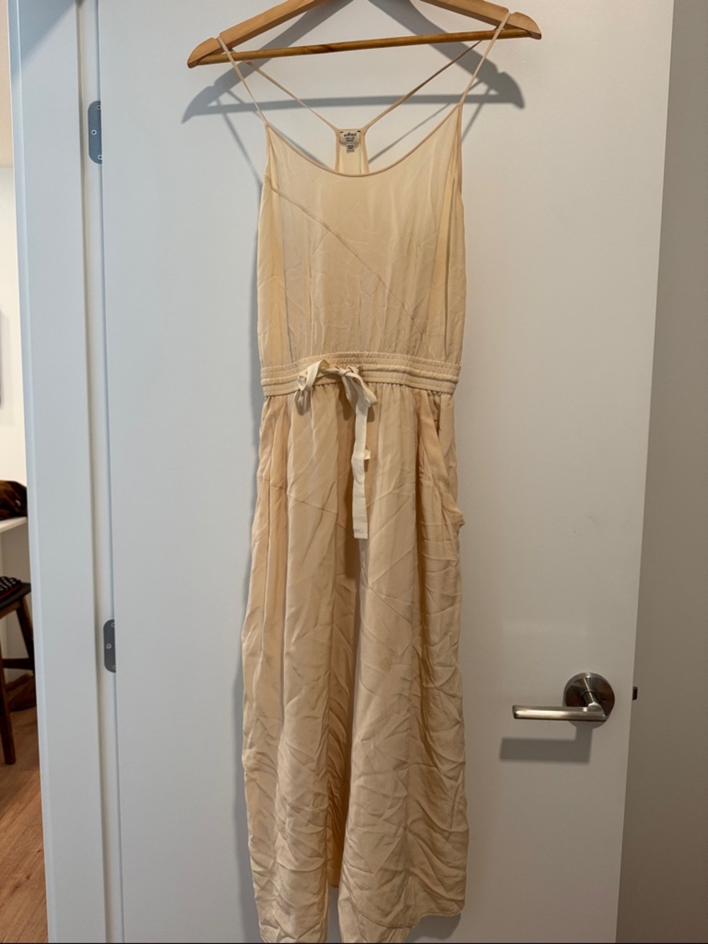 Aritzia 100% silk Spaghetti Strap Maxi Dress with Tie Waist